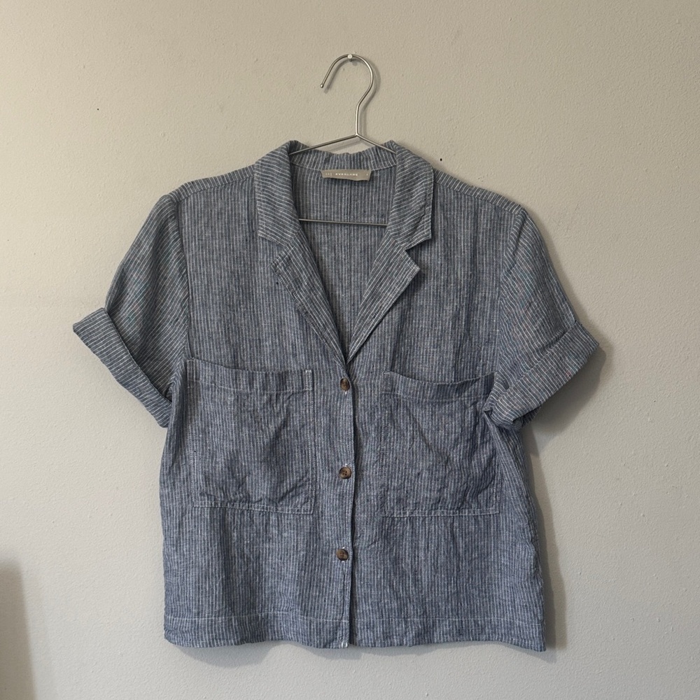 Everlane Linen Blue Button Down Shirt